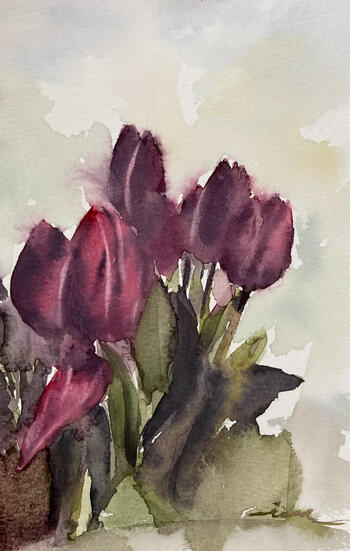 Purple Tulips, 6x9
